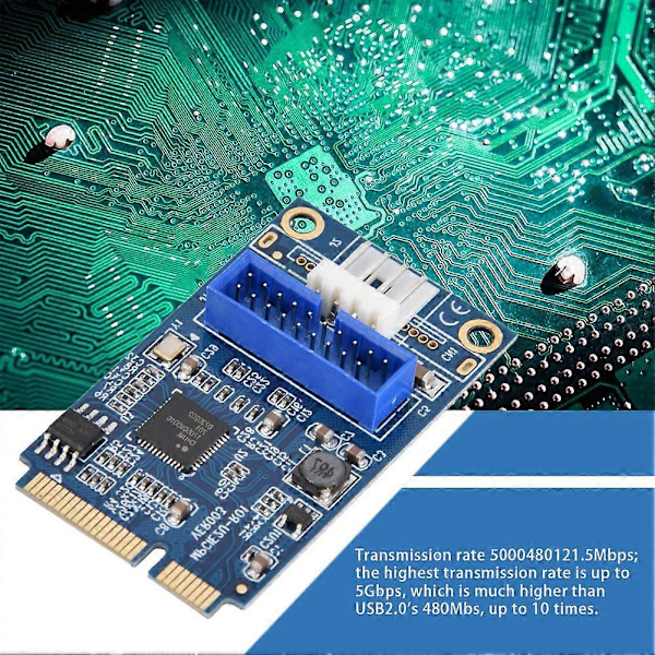 MINI PCI-e til USB3.0 Front 19-Pin Udvidelseskort 2 Port Desktop Computer Overførsel Udvidelseskort Lille 4Pin Strøm