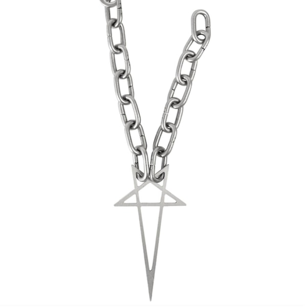 Punk Gothic Link Chain Goth Pentacle Necklace For Men Women Coarse Chains