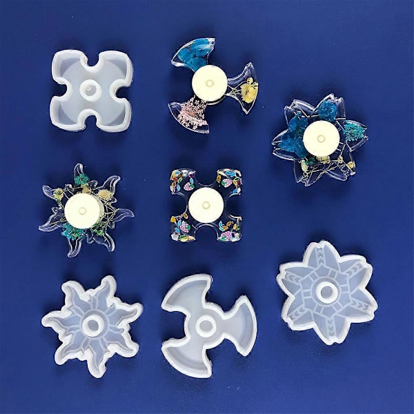 4 stk. Angstlindrende Hånd Finger Fidget Spinner Legetøj Resin Form Silikoneform