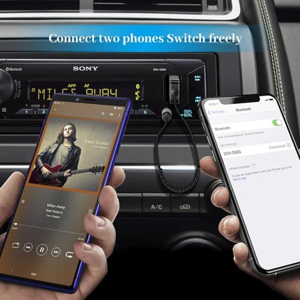 Gbformat Aux Bluetooth Biladapter Bluetooth 5.2 Jack 3.5mm USB Trådløs Audioadapter Bluetooth med til Stemmenavigation