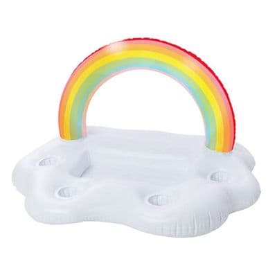 Oppustelig regnbue til pool, flydende kopholder til drinks, ideel til sommeren