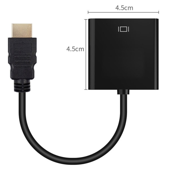 HDMI til VGA-kabel HDMI til VGA-forbindelseskabel HD 1080p guldbelagt hoved - sort, 0,15 m, 1 stk.