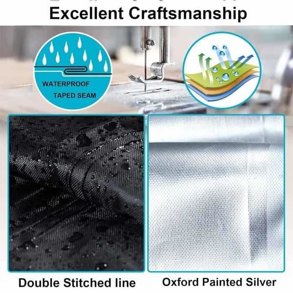 3,7 m poolskydd - silvermålat 210d-material - dragsko - svart