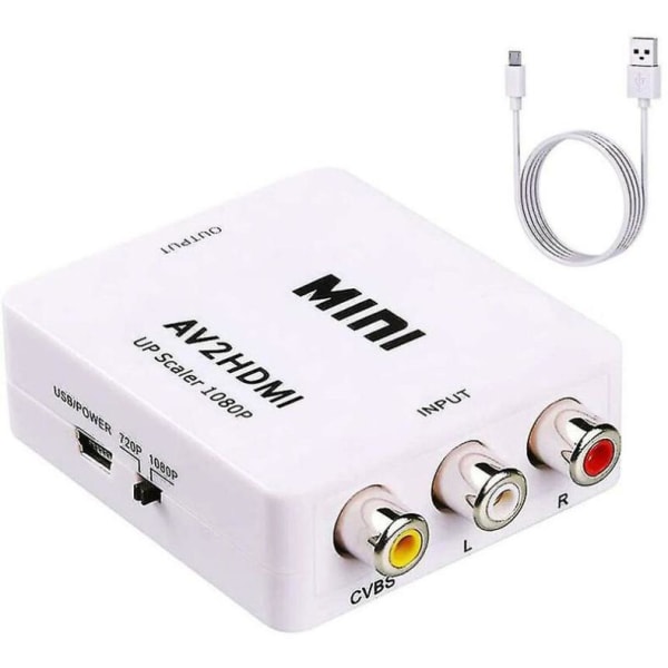 Rca-HDMI 1080p Av-HDMI-videomuunnin Mini Rca Composite CVBS -sovitin - VÄRI: Musta