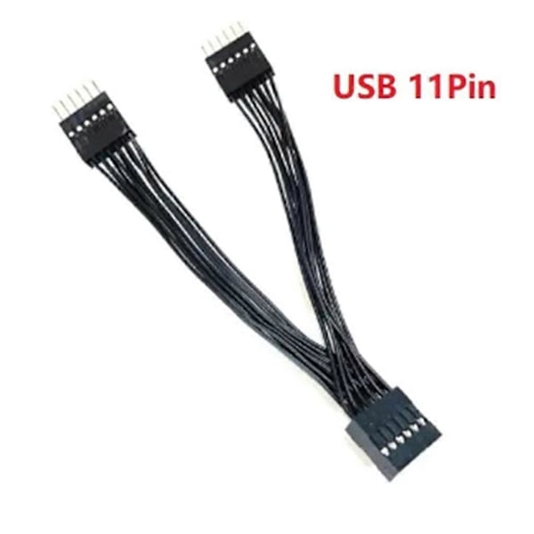 USB 2.0 11-nastainen naaras - 2 x 11-nastainen uros jatkokaapeli emolevyille, jakajat
