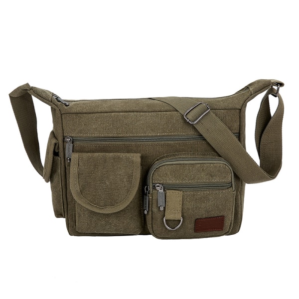 Crossbody-väska för män enkel casual utomhusryggsäck enkel axelväska med flera fickor Army Green