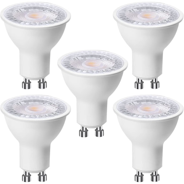 5-pak GU10 LED-pære 6W (tilsvarer 60W), Kaldhvit 6000K 500 Lumen, GU10 LED-pære 120 Bred stråle, Flimmerfri nedfelt spotlight