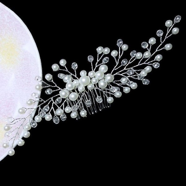 Brudehoved Blomst Crystal Pearl hårkam - Håndlavet damehoved guld