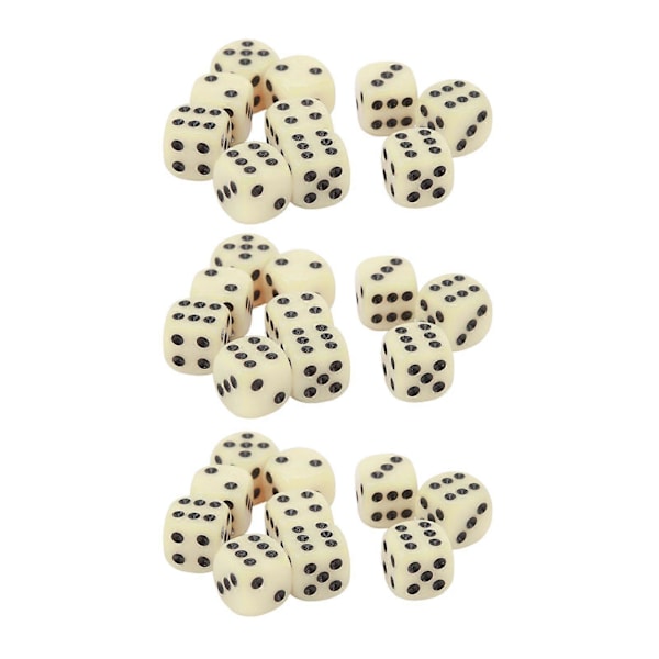 30 kpl Nopan Sarja 16MM Muoviset 6-sivuiset Pyöristetyt Kulmat Nopat Kuutiot Pöytäpeleihin Lautapeleihin Beige