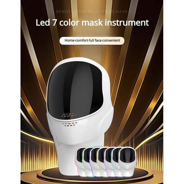 LED-maske til ansigt og hals, 7 farver lysterapi - Anti-aging - Hudforyngelse