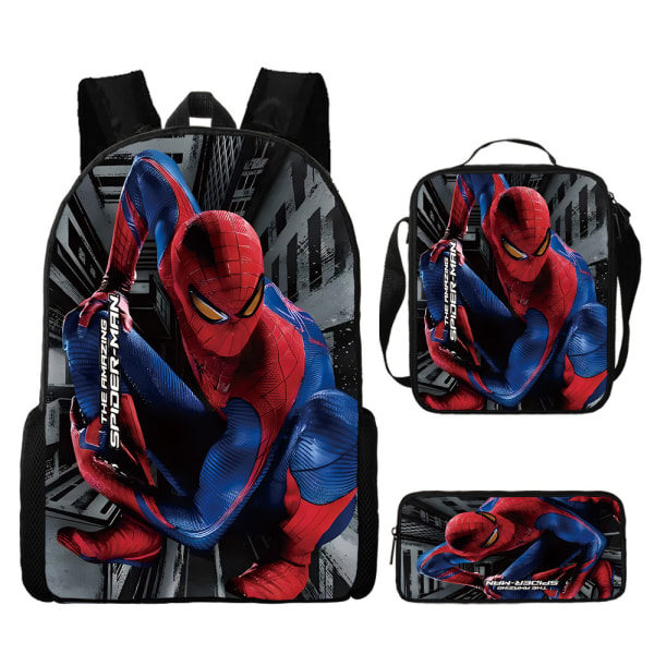Spider-Man Ryggsekk Ryggsekk Skoleveske Blyantveske Matpakke Tredelt sett