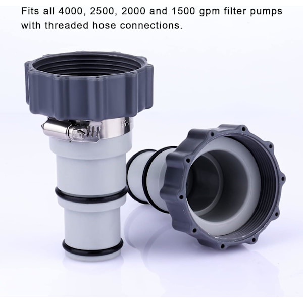 32 til 38 mm pool A slange adapter med klemme til gevindforbindelsespumper Udskiftning pool A slange adapter til stempelventil Kompatibel med Intex pool sæt
