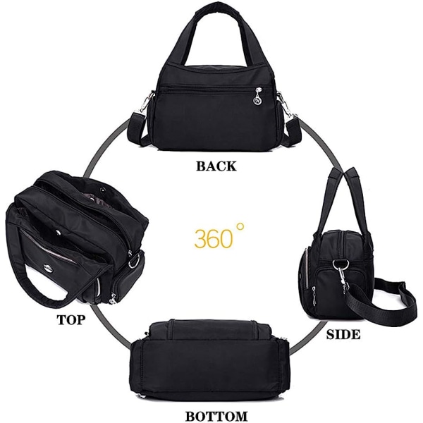 Crossbody taske til kvinder Vandtæt håndtaske Multi Pocket Nylon rejseskulderpung (mørkeblå)