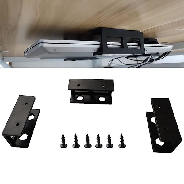 3 stk. Metal Under Desk Laptop Holder Mount med Skruer, Under Desk Laptop Mount Beslag, Tilføj Under