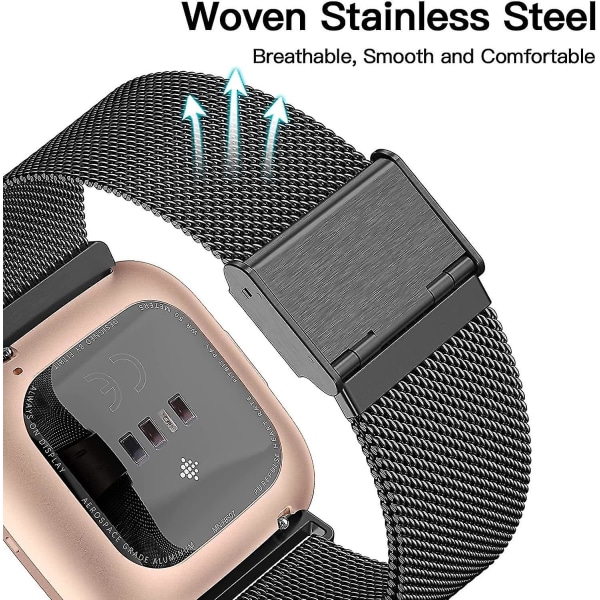 Fitbit Versa/fitbit Versa 2 Band til kvinder og mænd, justerbar rustfri stål Bedste shiyi