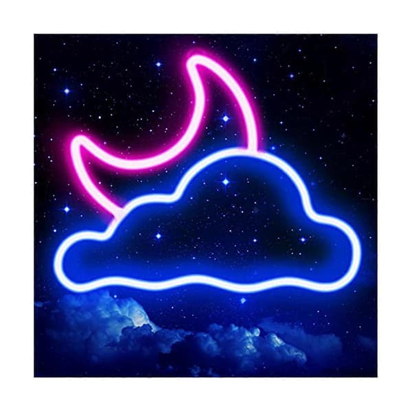 Moln och Måne Neonskylt för Väggdekor USB-driven LED Neonskyltar för Sovrum Bröllopsfest Dekoration