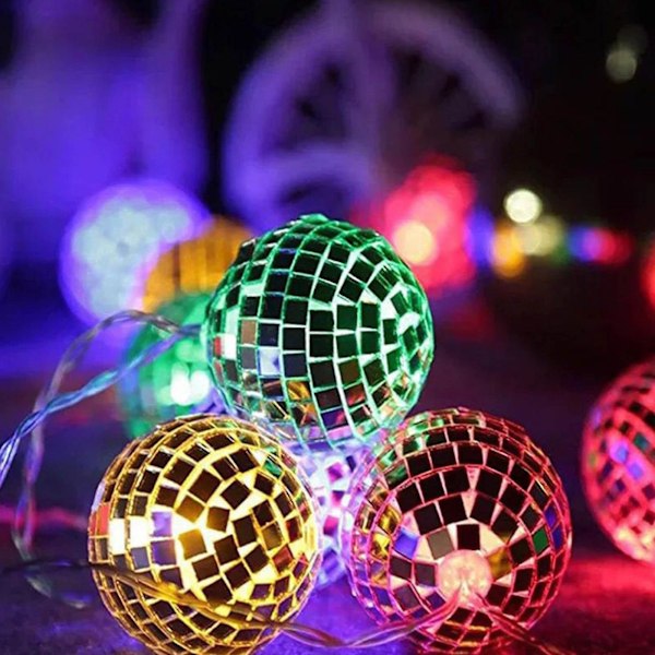 LED-lyssnor med speilball, scenrefleksjonslampe for bryllup, nyttår, jul, DJ, hjemmefestdekor, feriepynt