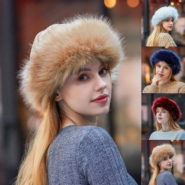 Kvinders Vinter Mongolsk Faux Fur Ruskind Puffy Beanie Snow Hat White White