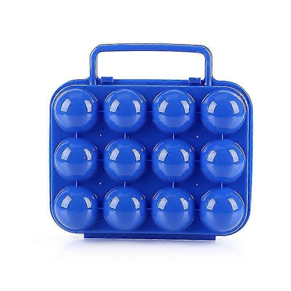 Portabel 12-facks Äggkartong i Plast, Brottsäker Äggbehållare (Blå)