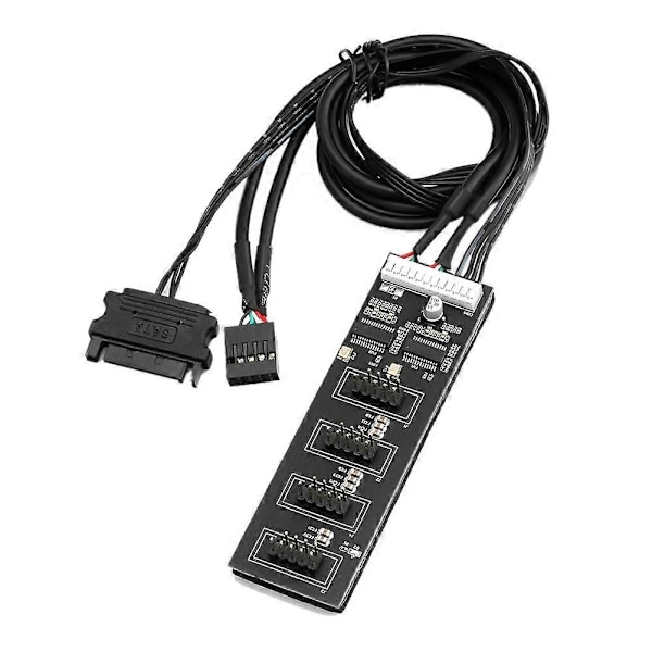 9-Pin USB Header Splitter, USB 2.0 Header Splitter med SATA-strömkabel, Intern USB-hubb för CPU/R