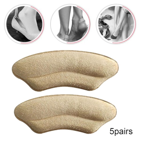5 par hälgrepp dynor mjuk svamp fotdämpning högklackade inlägg beige