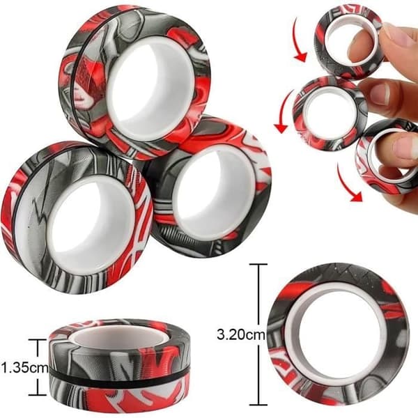 Fidgetleksak - Ospecificerad - Set om 3 - Magnetiska ringar - Trefärgad kamouflage - Antistress