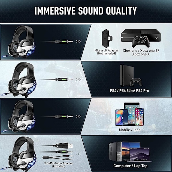 Gaming headset mikrofon (sort og blå)
