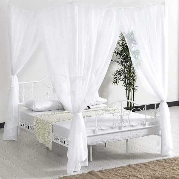 Sängmyggnät, stort fyr-dörrars myggnät för effektiv mygglösning, baldakin myggnät för dubbelsäng och enkelsäng (190 X 240 X 210cm