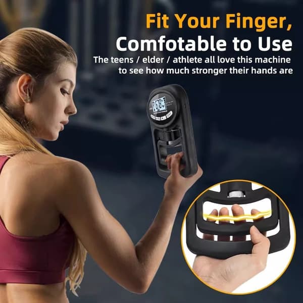 180kg Rechargeable Electronic Hand Dynamometer Grip Strength Tester Black