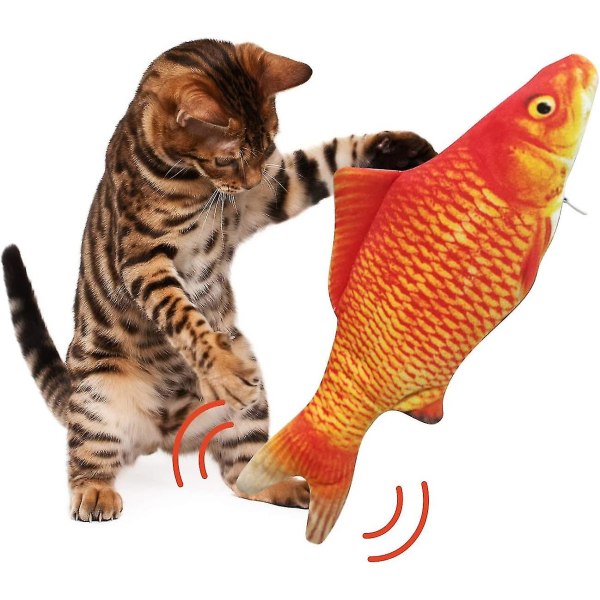 Kattfiskleksak, kattmynta plyschleksak, USB uppladdningsbar elektronisk flyttsimulering Fiskleksak med kattmynta, vibrerande dansrörelser med kattmyntaleksaker