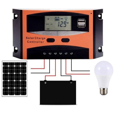 30A laddningsregulator för solpanel 12/24V LCD-skärm USB Art. Ld2430c