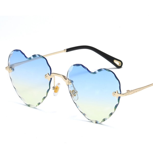 Hjertesolbriller Innfatning tynn metallramme Hjertesolbriller Søte Damebriller Blå
