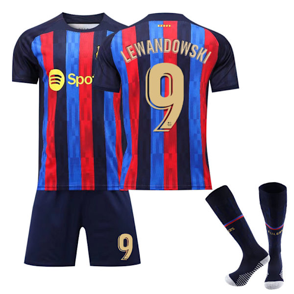 2223 Barcelona hjemme- og udebanetrøjer nr. 10 Messi nr. 21 De Jong kortærmede voksenbørns fodbolduniformer Z2 No10 26