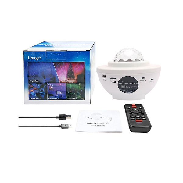 Stjerneprojektorlampe Usb Bluetooth Musikk Atmosfærelampe Gypsophila Flerfarget Vannmønster Led Ni