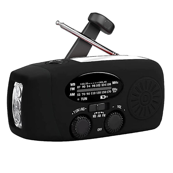 Handvevradio med ficklampa för nödsituationer, bärbara solradioapparater