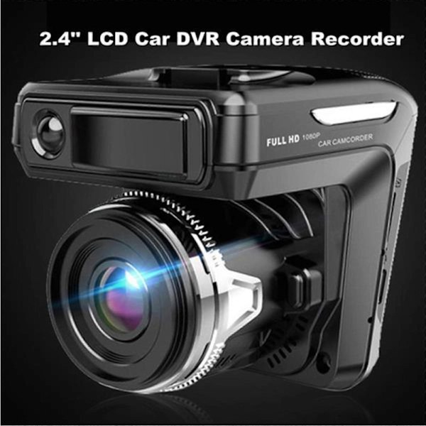 2,4 tum HD Bil DVR 1080P Dash Cam Kamera Videobandspelare 2-i-1 Laser Radar Detector js