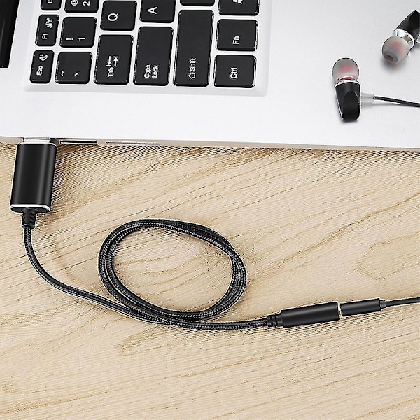 USB-lydadapter til 3,5 mm lydkontakt, USB-ekstern lydkortadapter for PC bærbar PC H