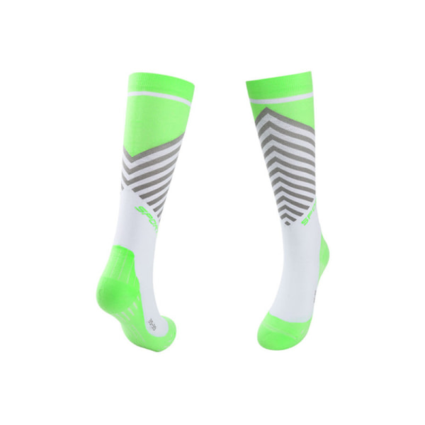 Sports kompressionsstrømper Fodbold Tennis kompressionsstrømper Yoga （STØRRELSE:L） white/fluorescent green
