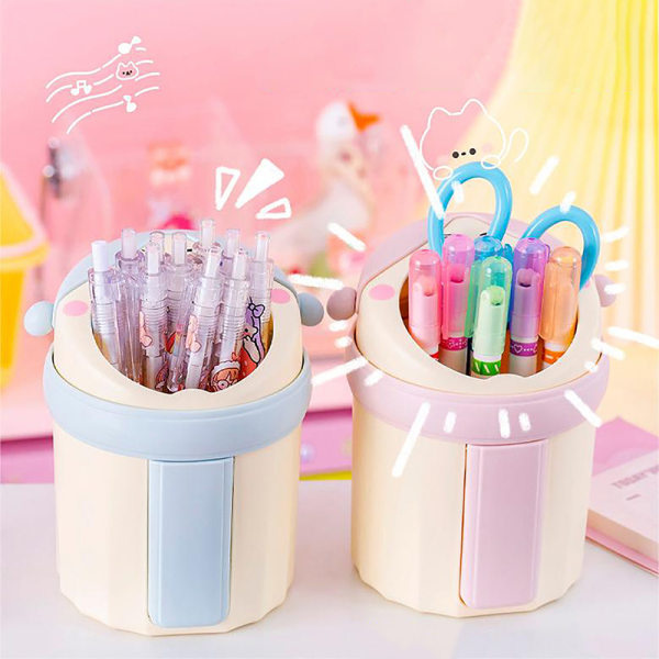 IC Nyhet Pennhållare med stor kapacitet Enkel Princess Style Gel Pen Rosa