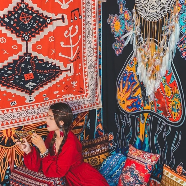 Bomuld Bohemian Psykedelisk Tapestry Soveværelse Indretning sun god