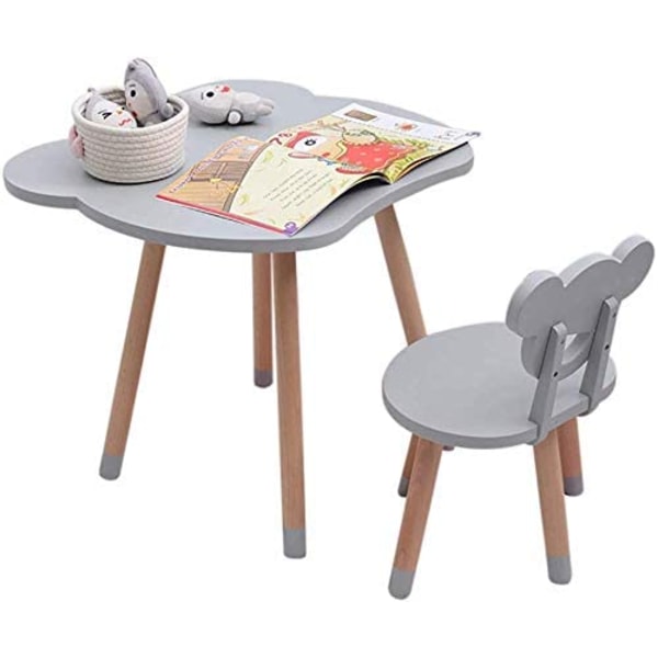 CTC Kids/Kids skrivebord og stolsett, massivt tre skrivebord/spillebord (grå)
