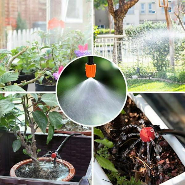 Justerbar og byttbar sprinkler for vanning av blomster med timer - 30m, 149 stk