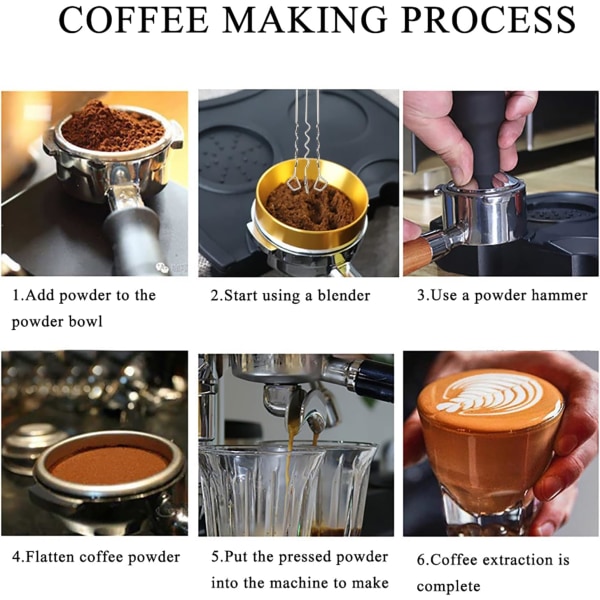 Espressomaskin i rostfritt stål, extra artefakt pulvernål kaffenål med trähandtag