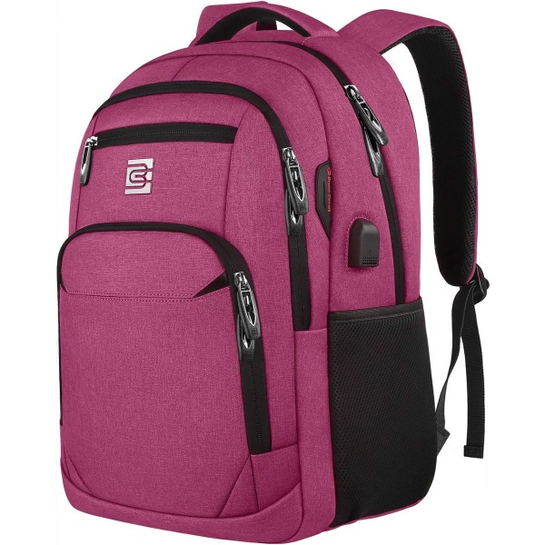 17 inch Laptop Backpack with USB Charging Port Rose Red YIY9.27  SMCS.9.27