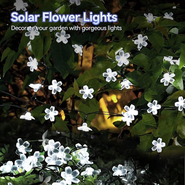 Solcellsblomstringljus Utomhus Vattentäta 50 Led Fairy Light Dekorationer För Julgran Trädgård Patio Staket Gräsmatta Vår