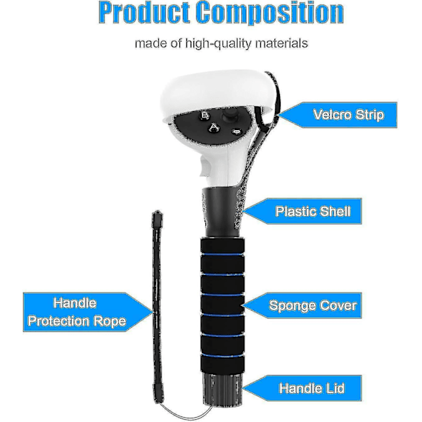 Dobbelthåndtak for Oculus Quest, Quest 2 eller Rift S-kontrollere for Beat Saber-spill - XC