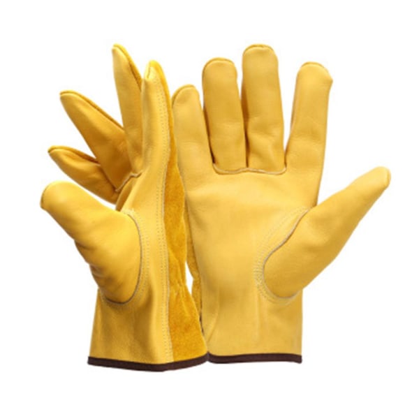 Havehandsker Læder åndbar sikkerhed Havearbejde Arbejdssikkerhedshandsker (gul størrelse M)