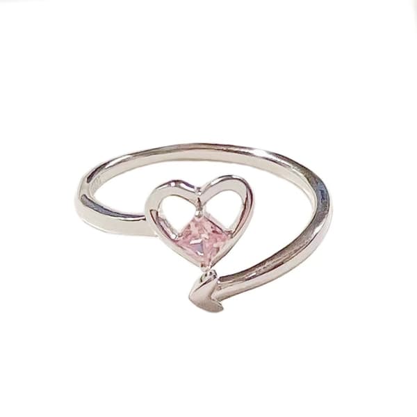 Rhinestone Ring Hjerte Flerfarget