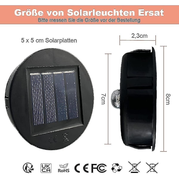 2-pack 8 cm Diameter Ersättningssolcellslampor (haoyi)-g