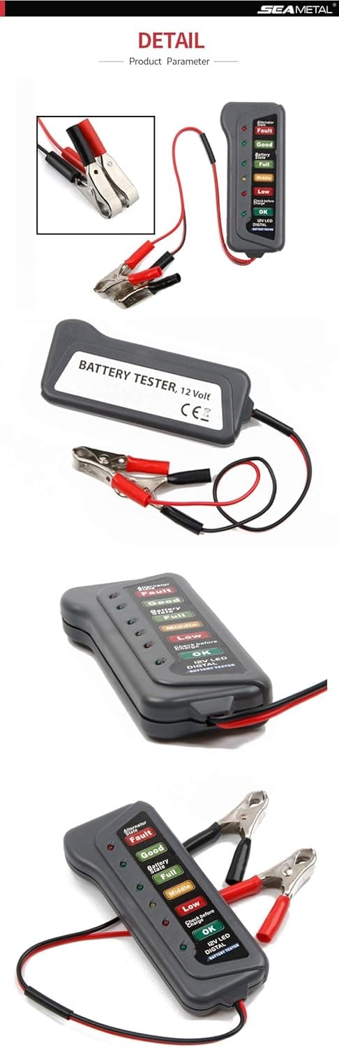 12V Bilbatteritest Bil Digital Analysator 6 LED Display